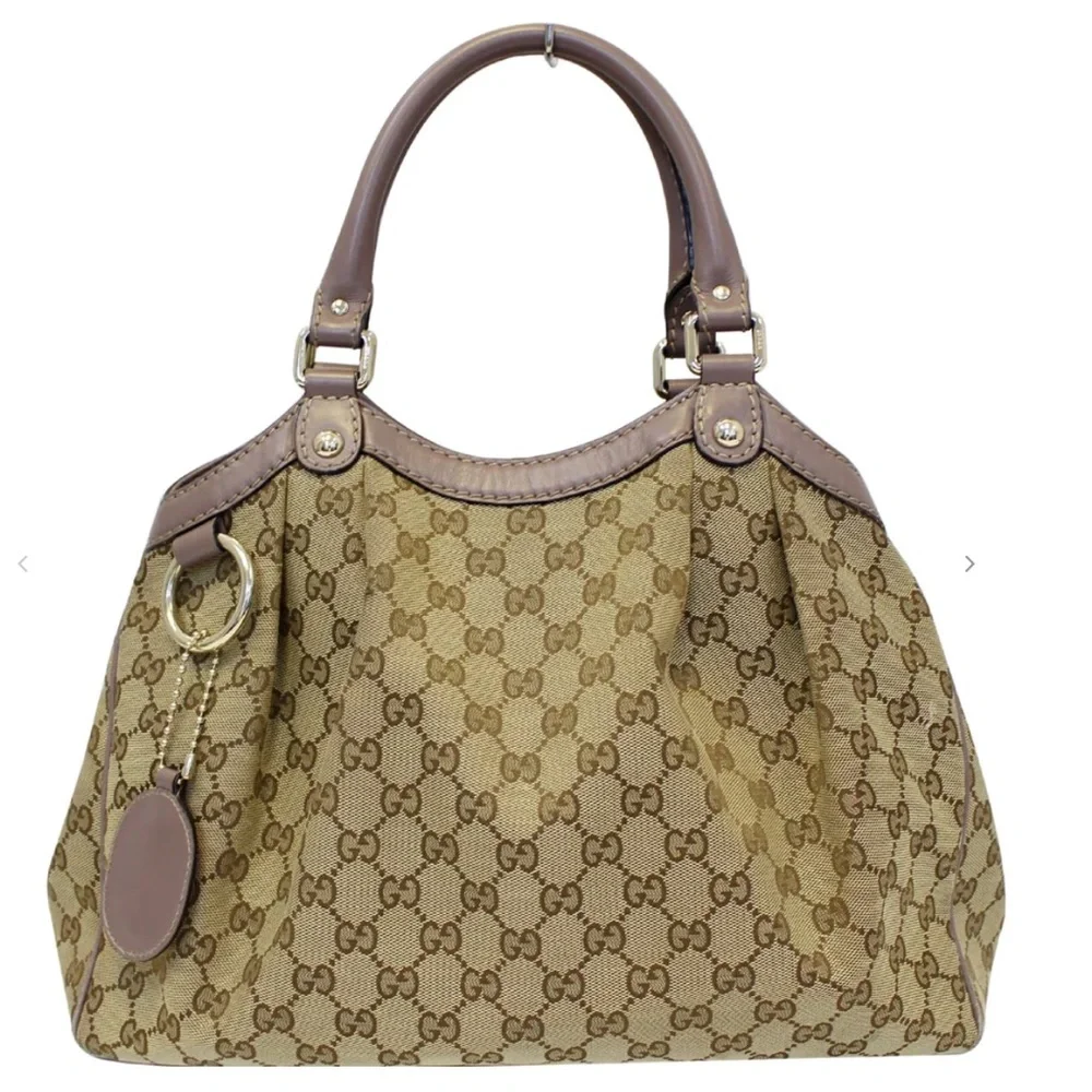Vintage Authentic Larger GUCCI SUKEY Bag with lavender / purple trim RARE - Picture 1 of 16